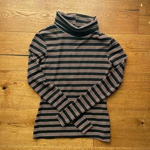 Striped Ribbed Turtleneck Top